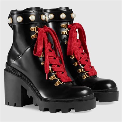 gucci black boots red laces|Gucci boots women brown.